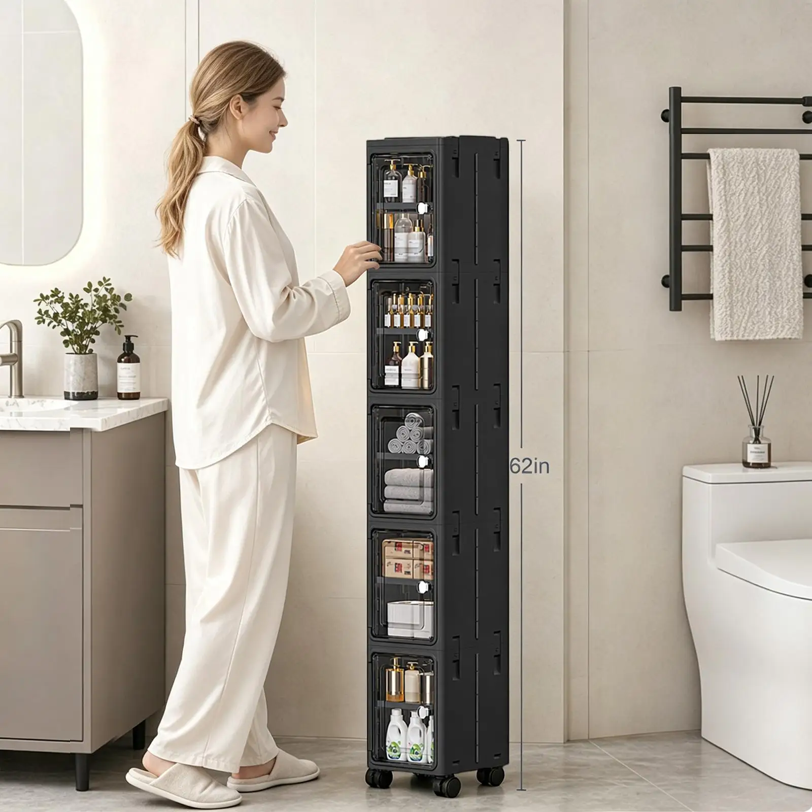 5-Tier Black Slim Narrow Rolli - Kitchen Gadgets Organizer ulasan dan harga